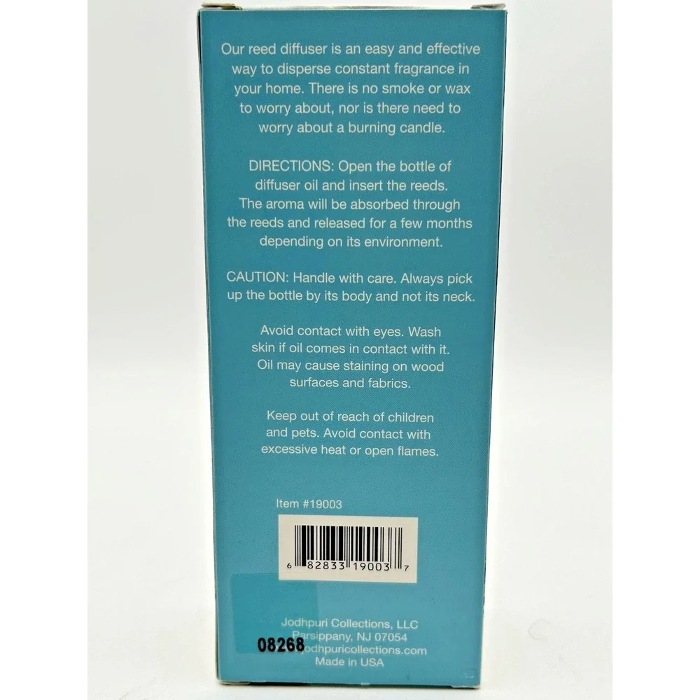 Reed Diffuser Ocean Scent 3 fl‎ oz. 6 Reeds Jodhpuri Collections Beach Sea Clean
